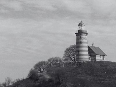 fyrtårnet på sprogø i sorthvid